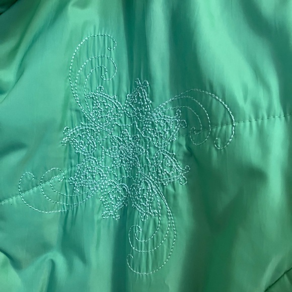 Columbia Women's Size L Light Green Puffer Jacket with Brown Lining FREE SHIP - Picture 6 of 7